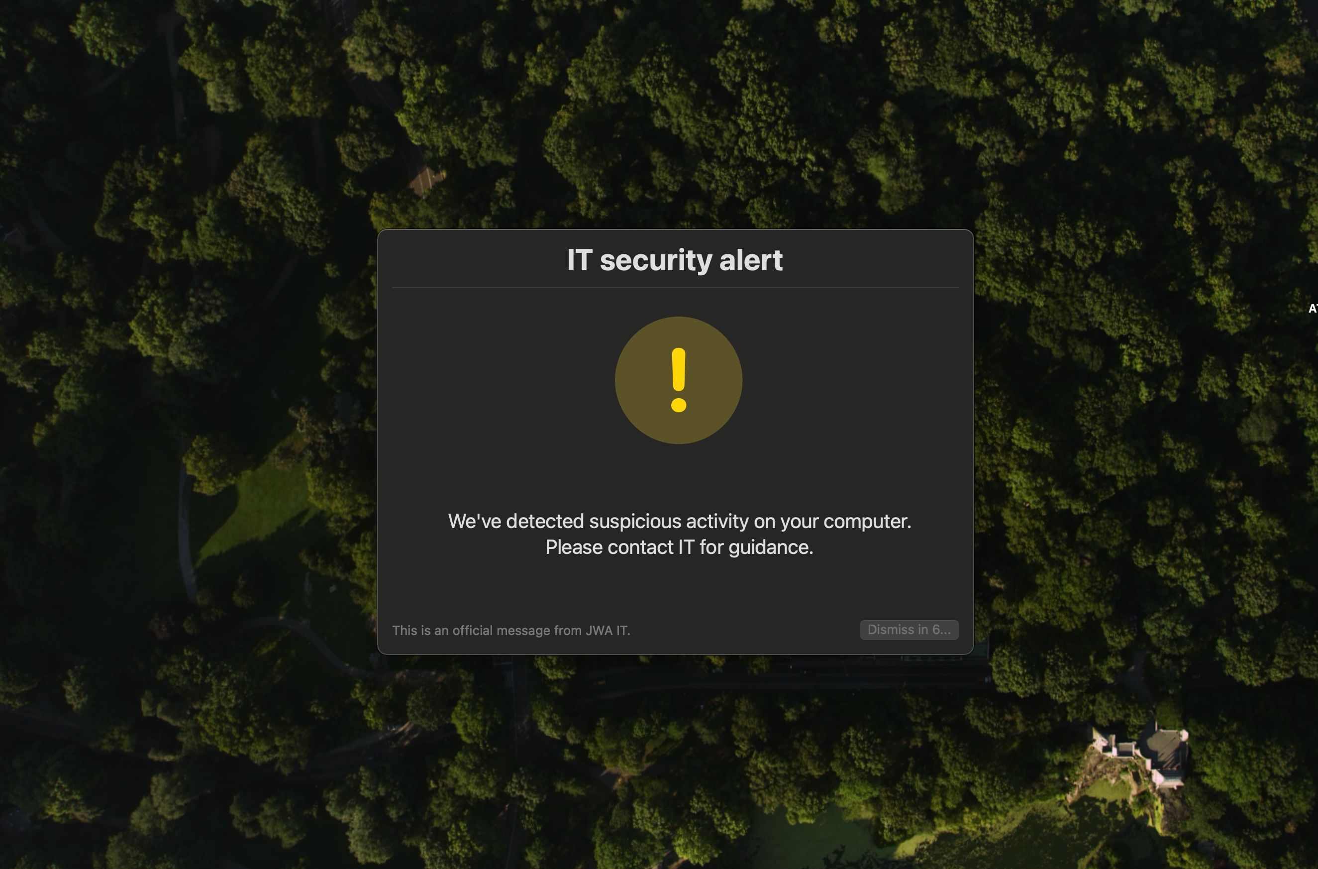 An example of a "low" alert