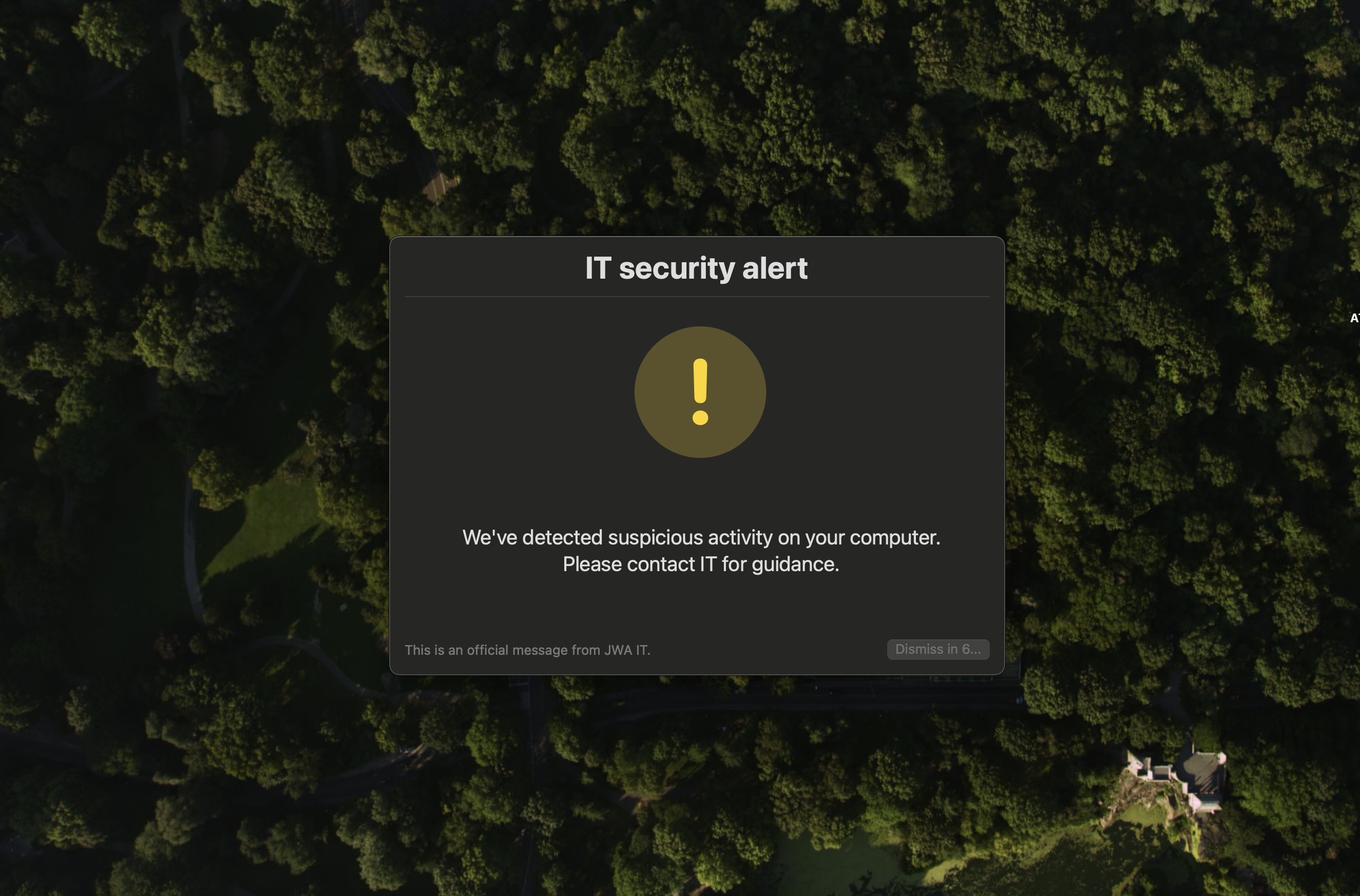 An example of a "low" alert