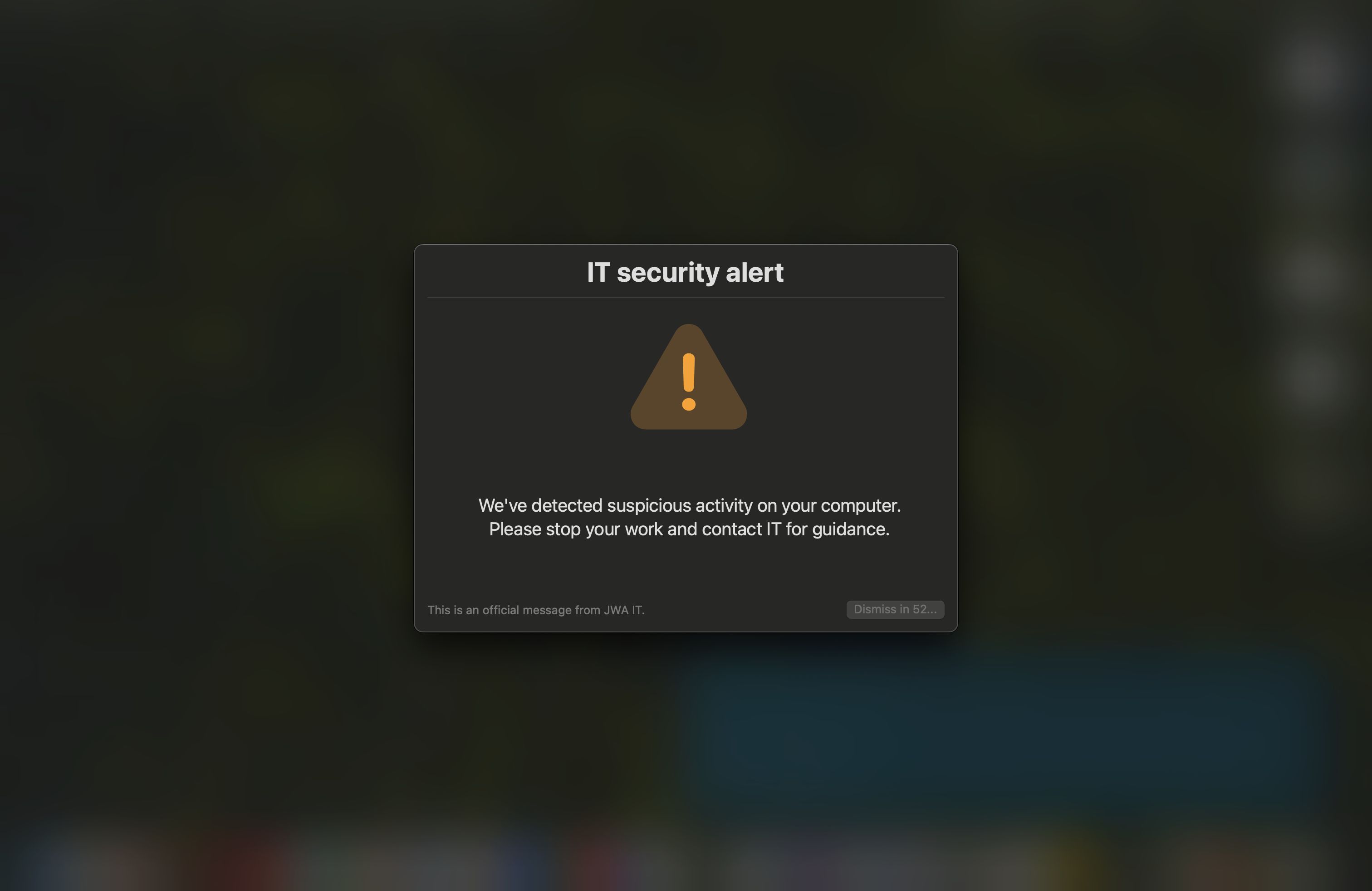 An example of a "medium" alert