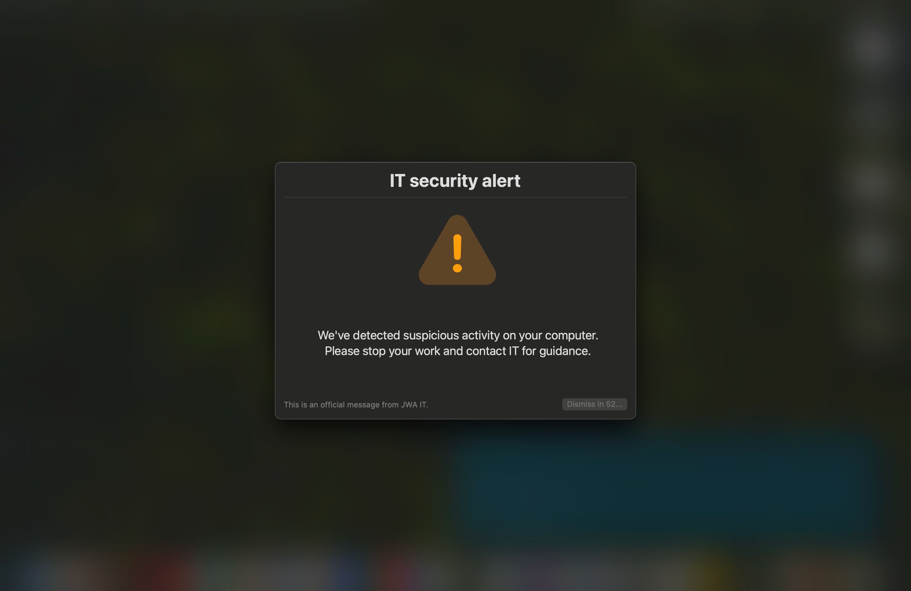 An example of a "medium" alert