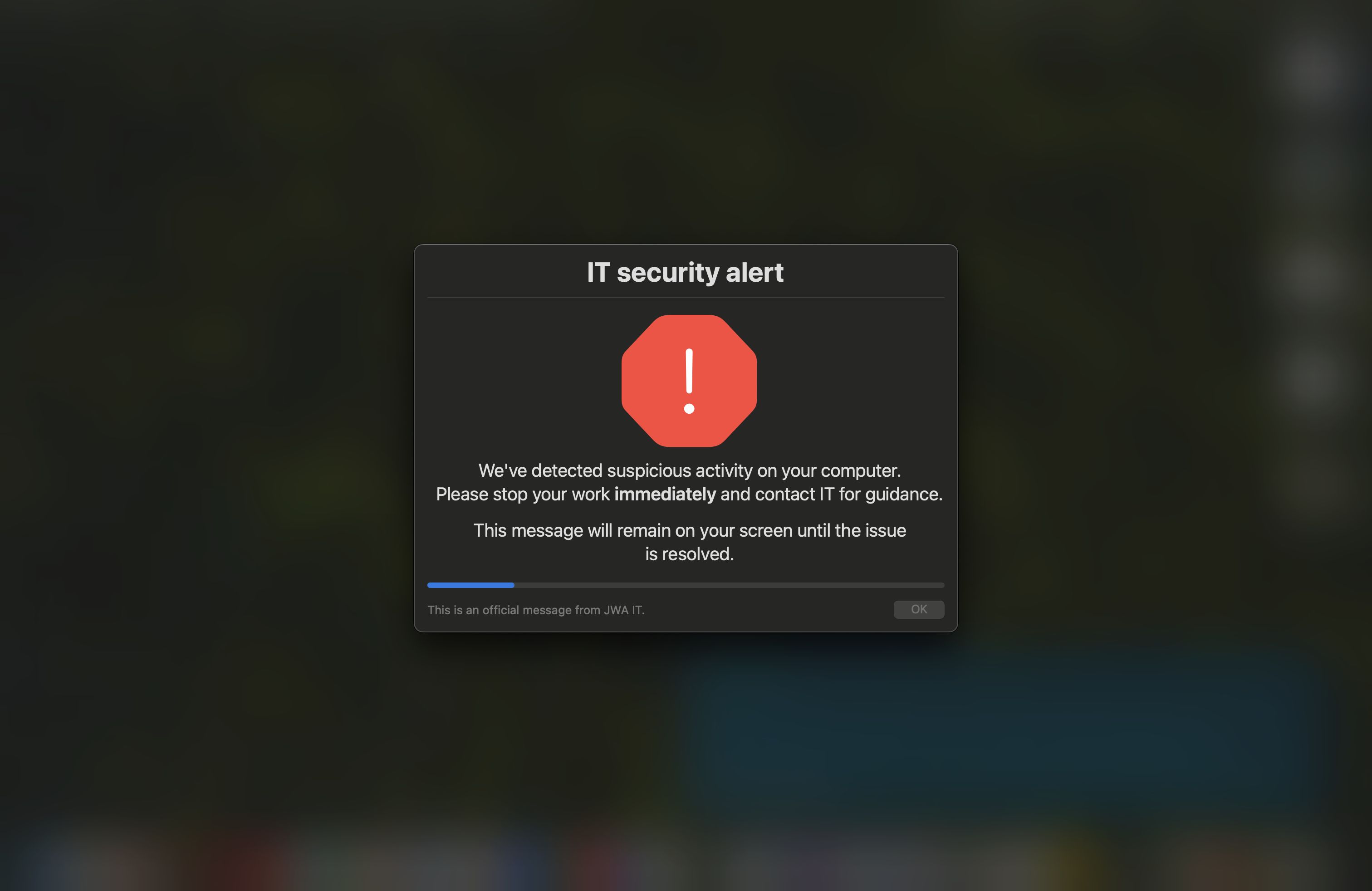 An example of a "high" alert